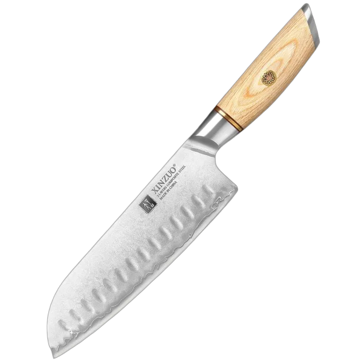 XinZuo Lan B37-RS Santoku-Messer | 18 cm | Damast